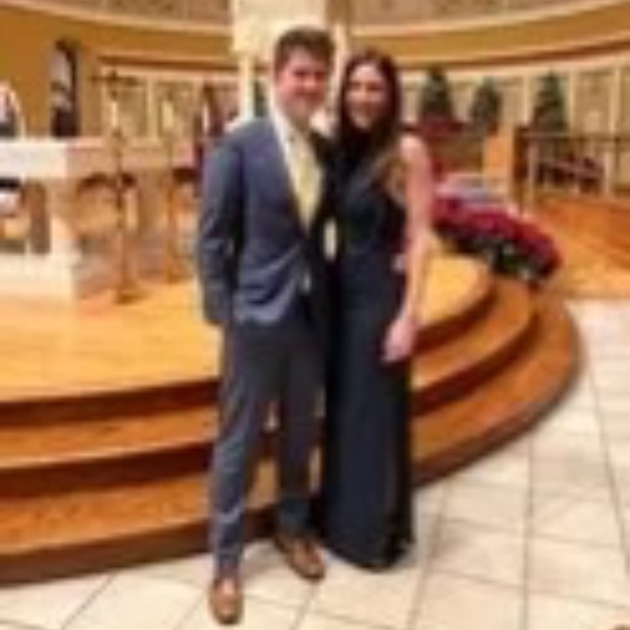 Badgley Mischka Rent the Runway Two tone high neck gown sz 6 $575 - Picture 10 of 12